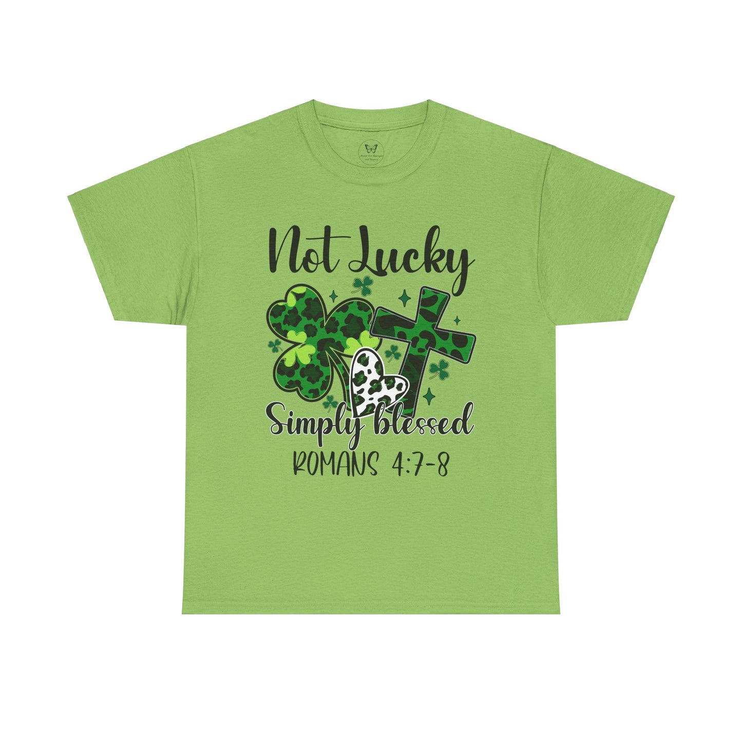 Unisex Tee - "Not Lucky Just Blessed" Romans 4:7-8 - Motor Girl Boutique