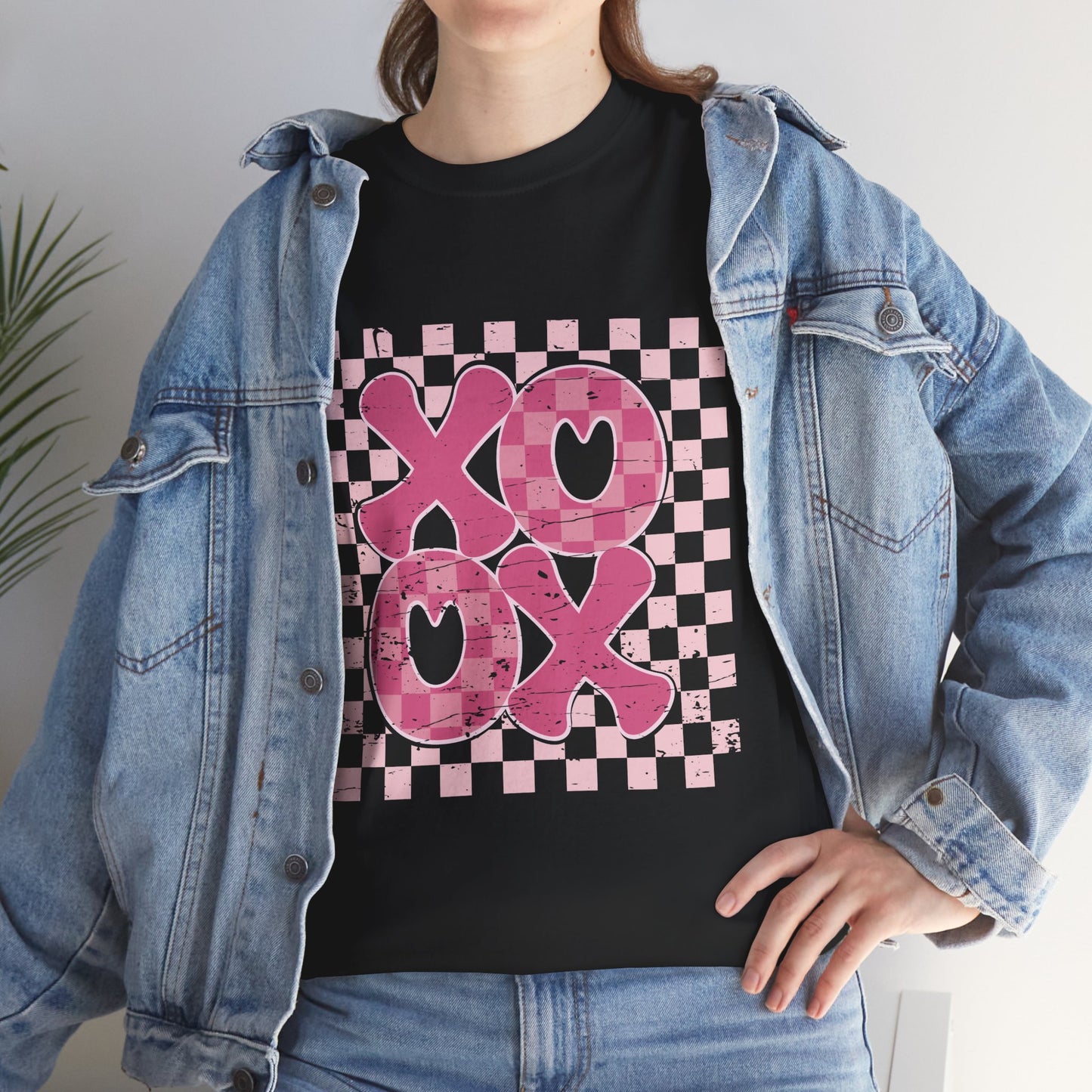 Distressed XOXO Checkerboard Unisex Tee