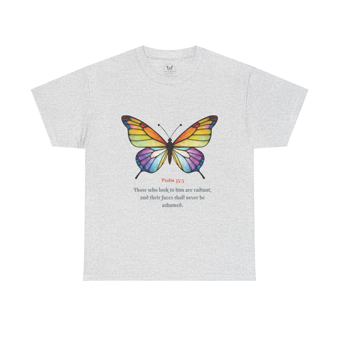 Psalm 35:5 Stained-Glass Butterfly Christian Tee