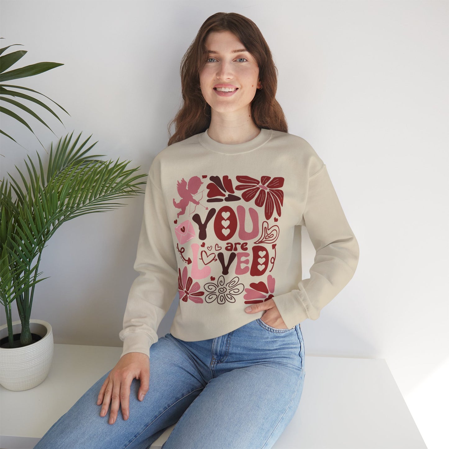 Boho You Are Loved Valentine Sweatshirt