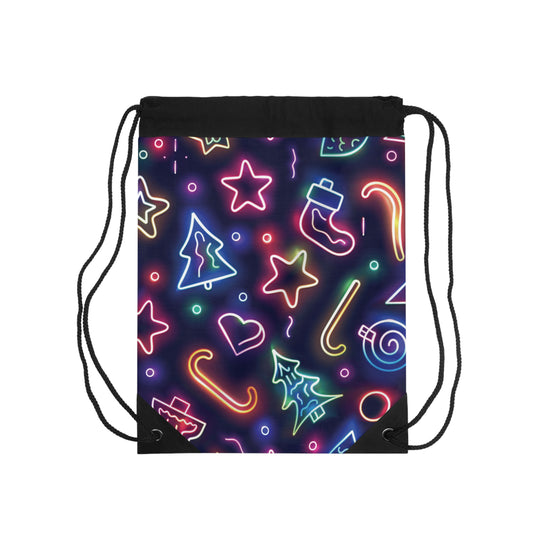 Neon Christmas Drawstring Bag