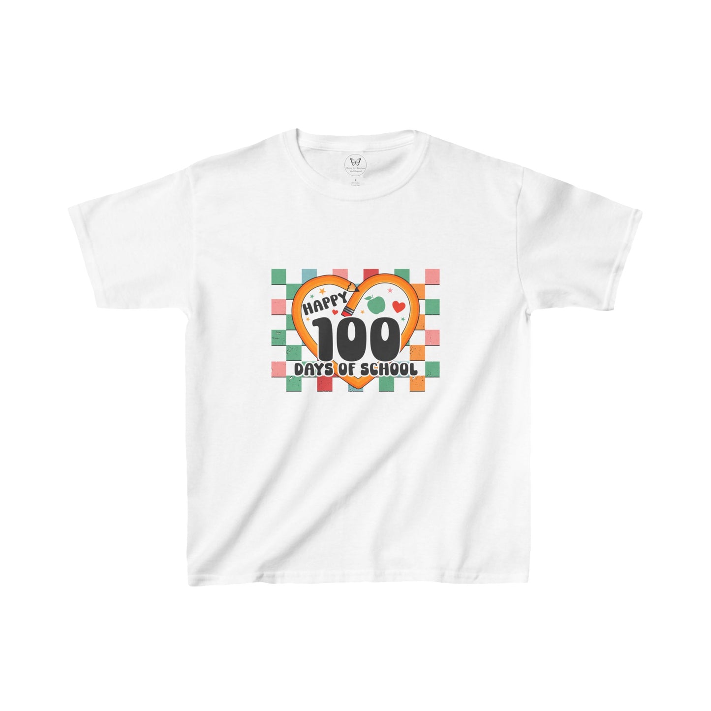 Kid's Tee - 100 Days of School Pencil Heart Checkerboard