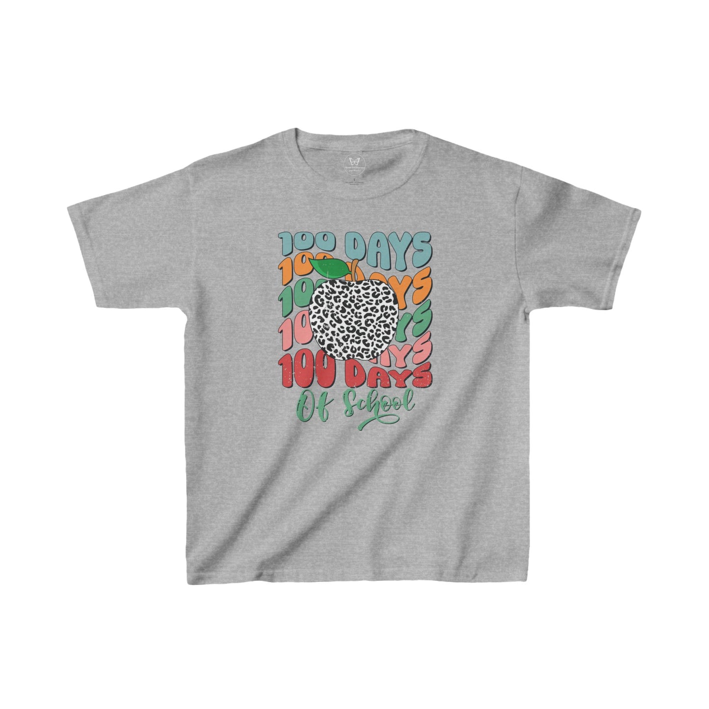 Kid's Tee - 100 days of school animal print apple