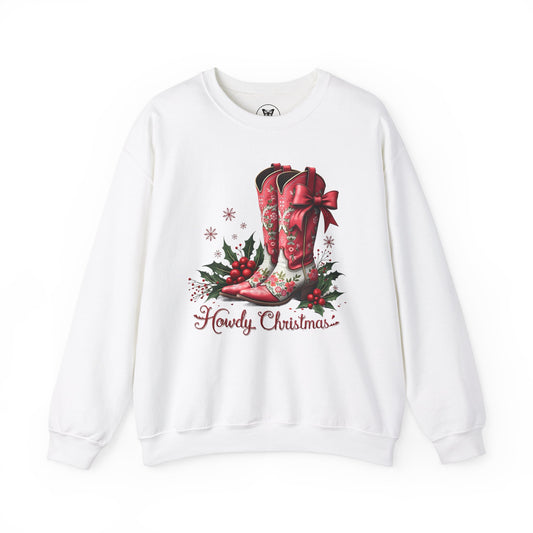 Howdy Christmas Western Boots Unisex Sweatshirt