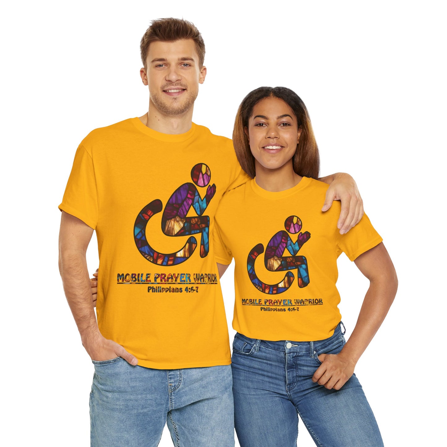 Christian Unisex Tee - Mobile Prayer Warrior Wheelchair Philippians 4:5-7 Tee