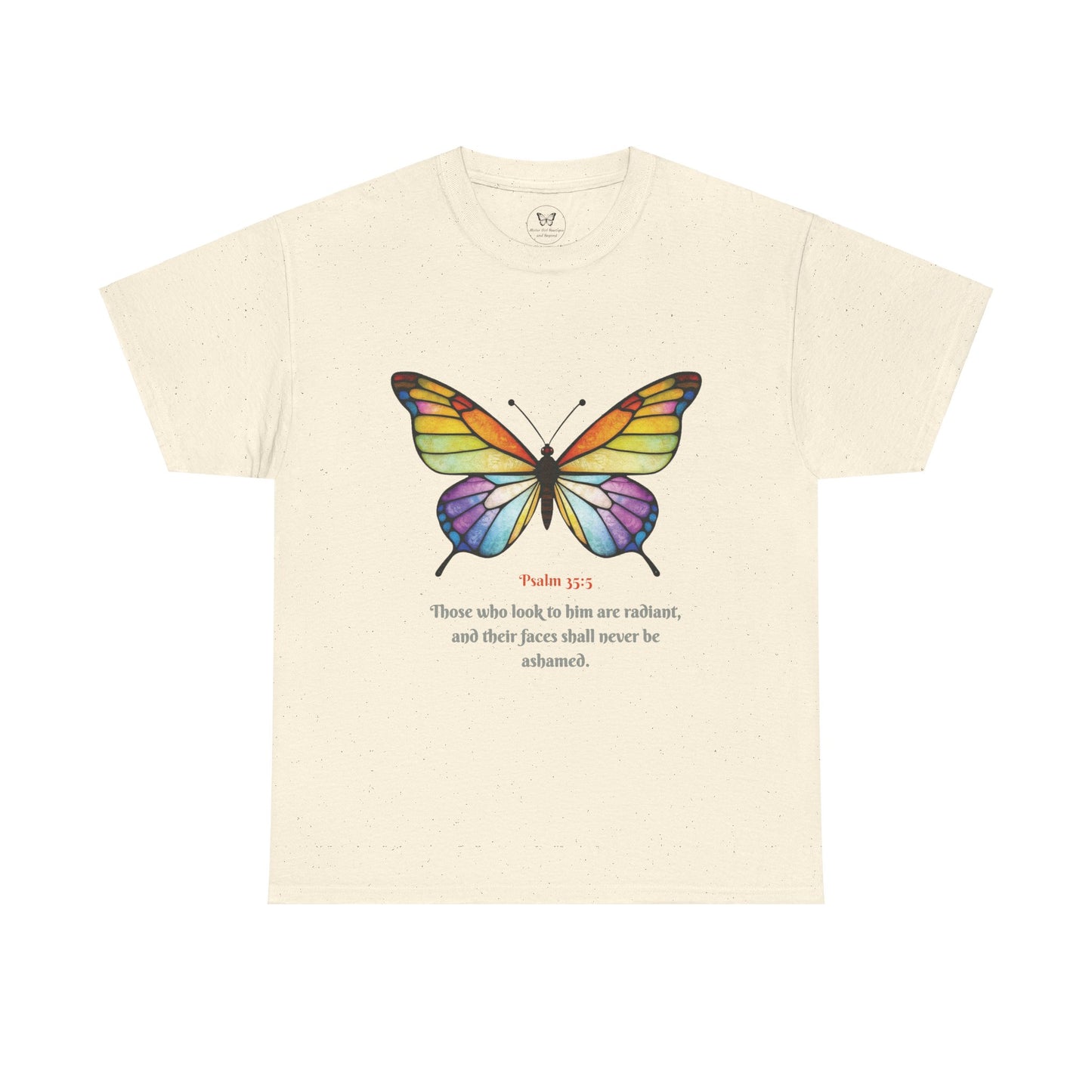 Psalm 35:5 Stained-Glass Butterfly Christian Tee