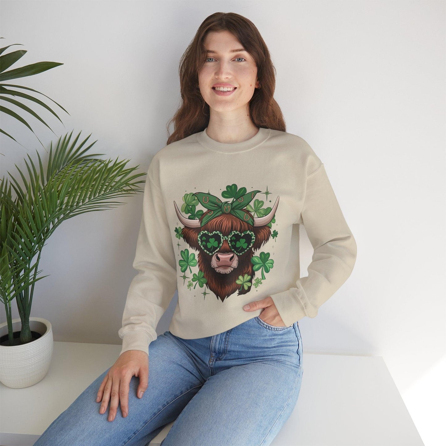 Unisex Sweatshirt: Highland Cow St. Patrick’s Day Style - Motor Girl Boutique