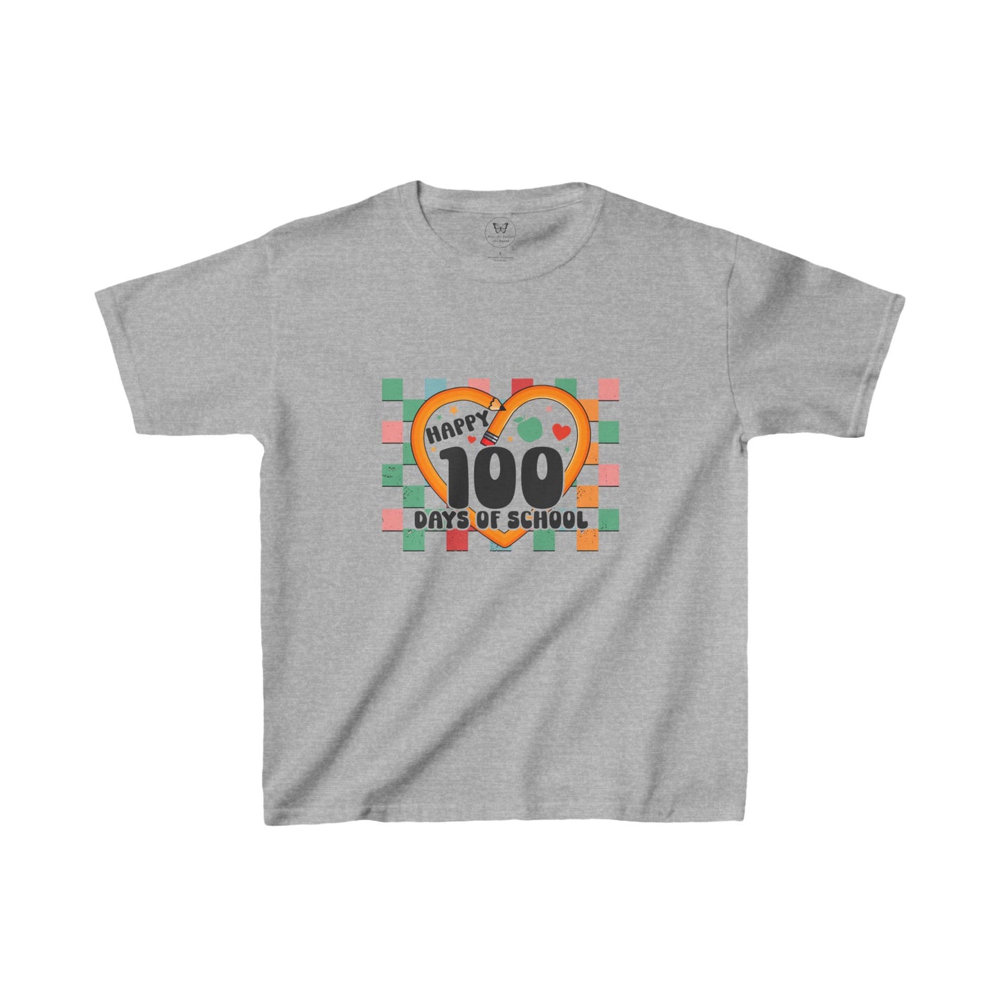 Kid's Tee - 100 Days of School Pencil Heart Checkerboard