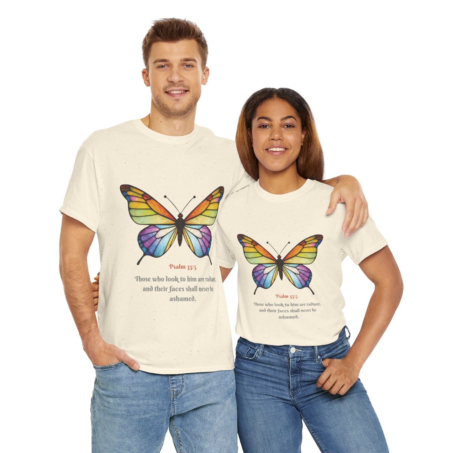 Psalm 35:5 Stained-Glass Butterfly Christian Tee