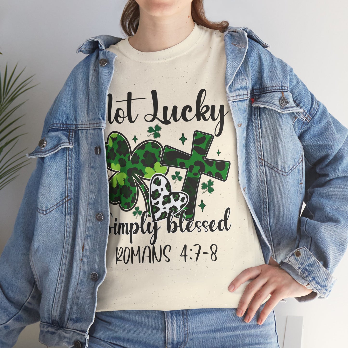 Unisex Tee - "Not Lucky Just Blessed" Romans 4:7-8 - Motor Girl Boutique