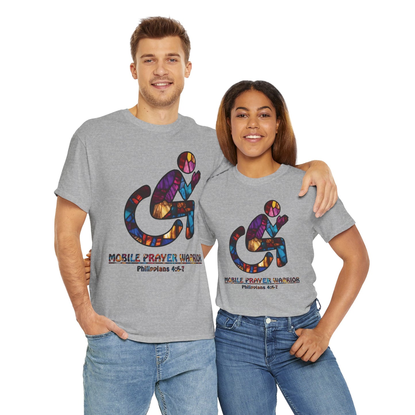 Christian Unisex Tee - Mobile Prayer Warrior Wheelchair Philippians 4:5-7 Tee