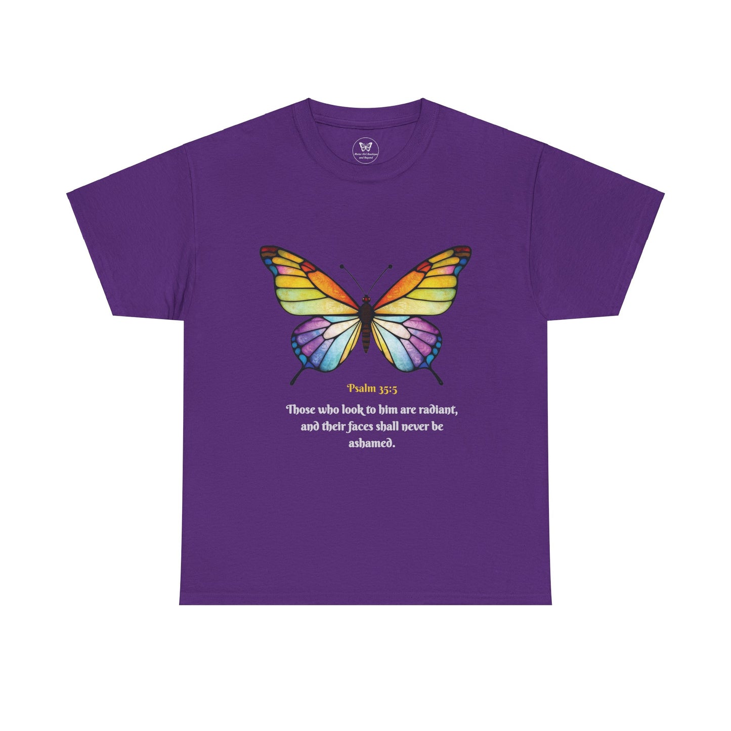 Psalm 35:5 Stained-Glass Butterfly Christian Tee