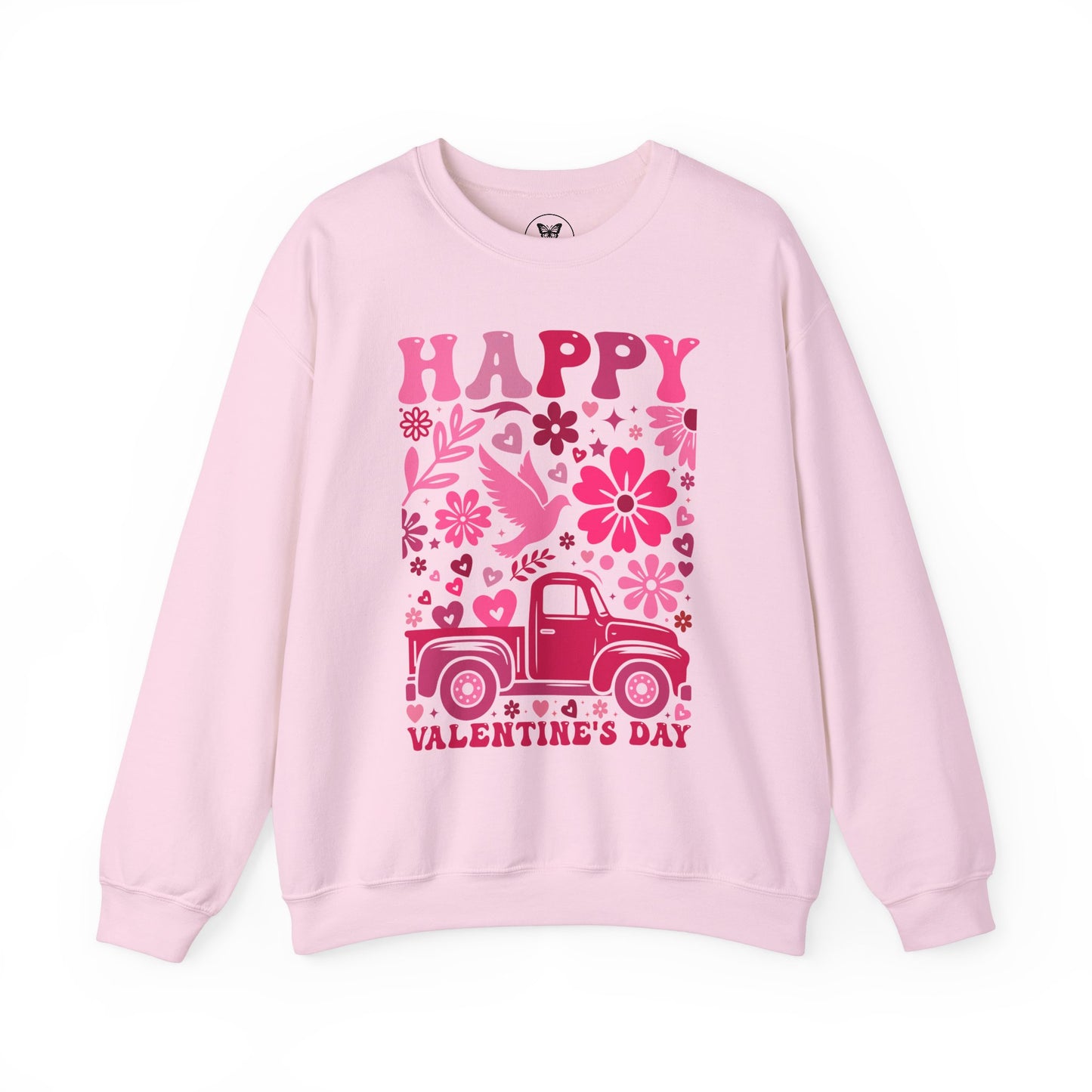 Boho Happy Valentine's Day Pickup Truck Unisex Sweatshirt