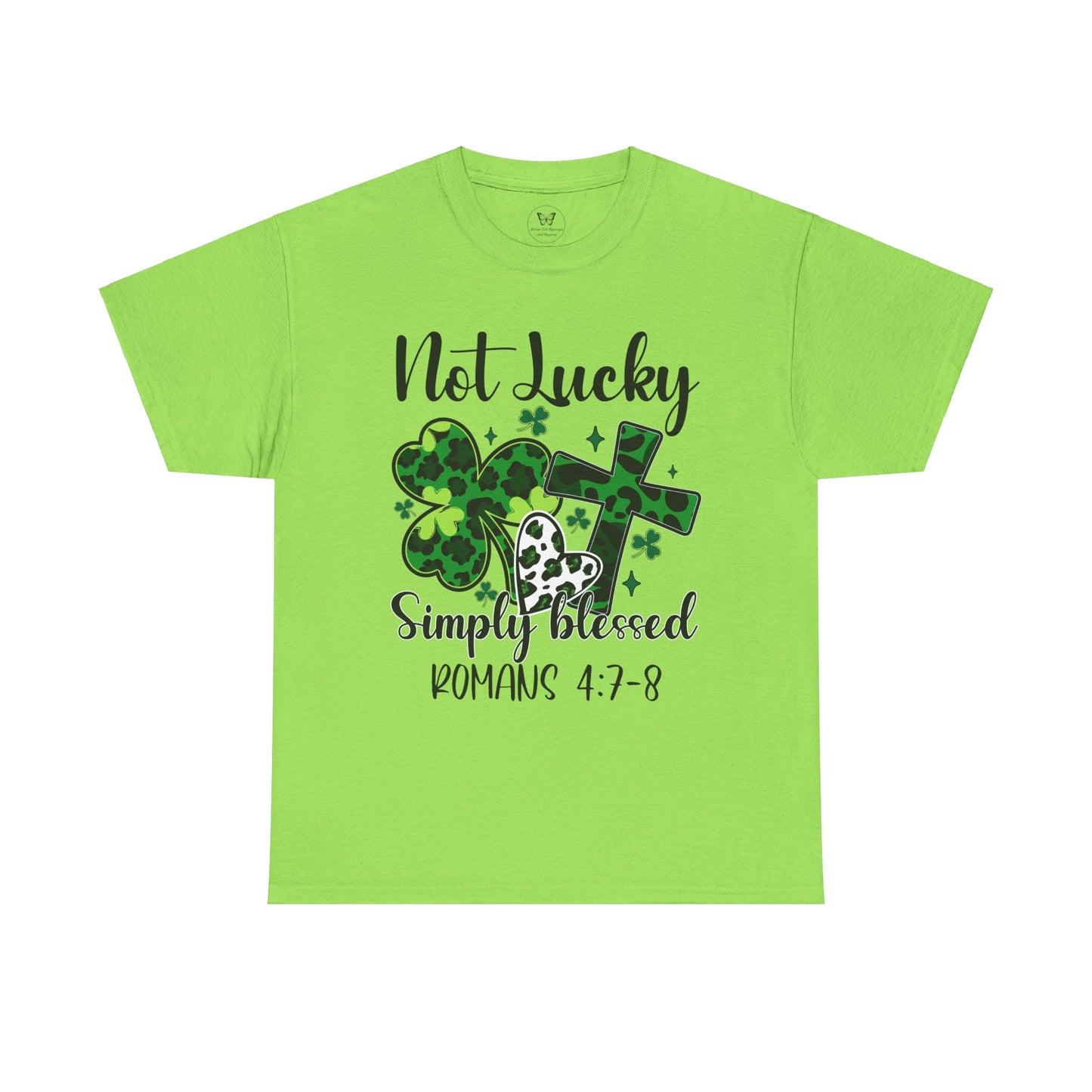 Unisex Tee - "Not Lucky Just Blessed" Romans 4:7-8 - Motor Girl Boutique