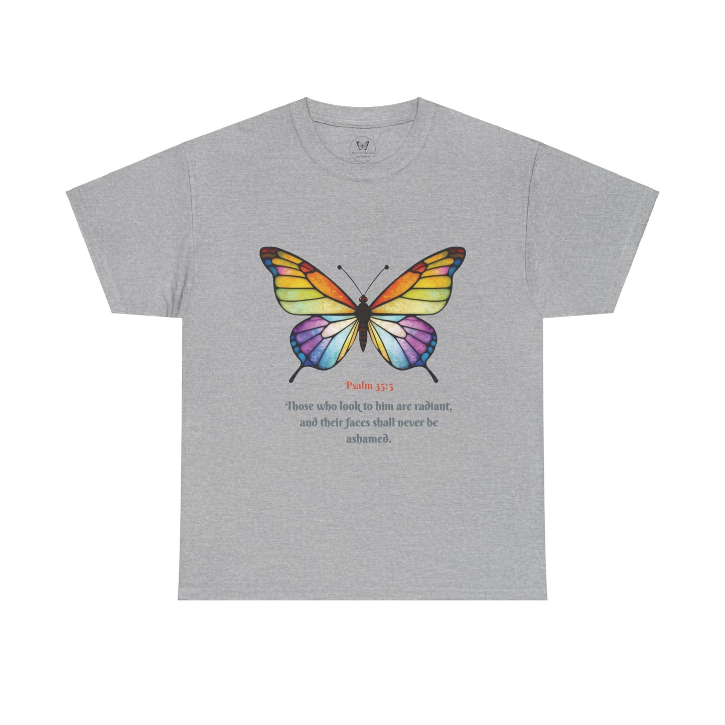 Psalm 35:5 Stained-Glass Butterfly Christian Tee