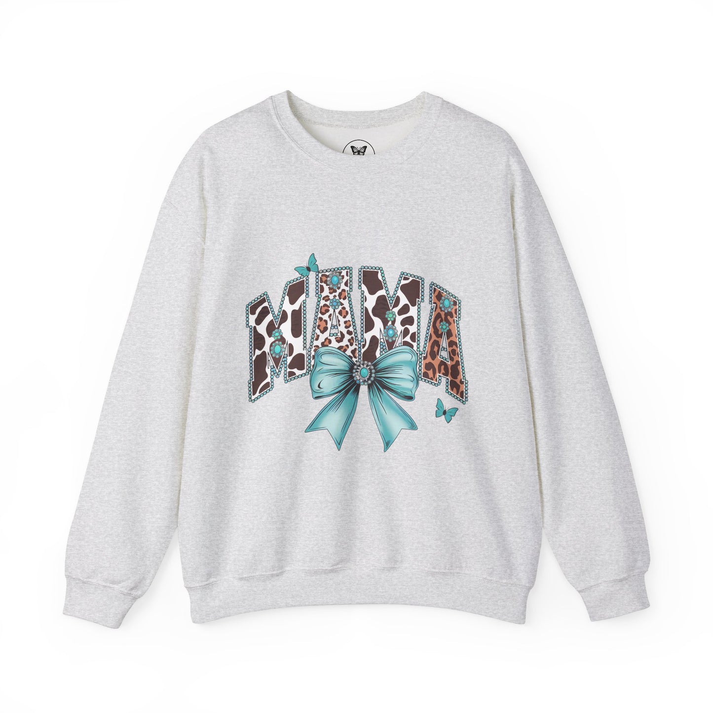 Unisex Sweatshirt - Mama Coquette Cow Turquoise Bow