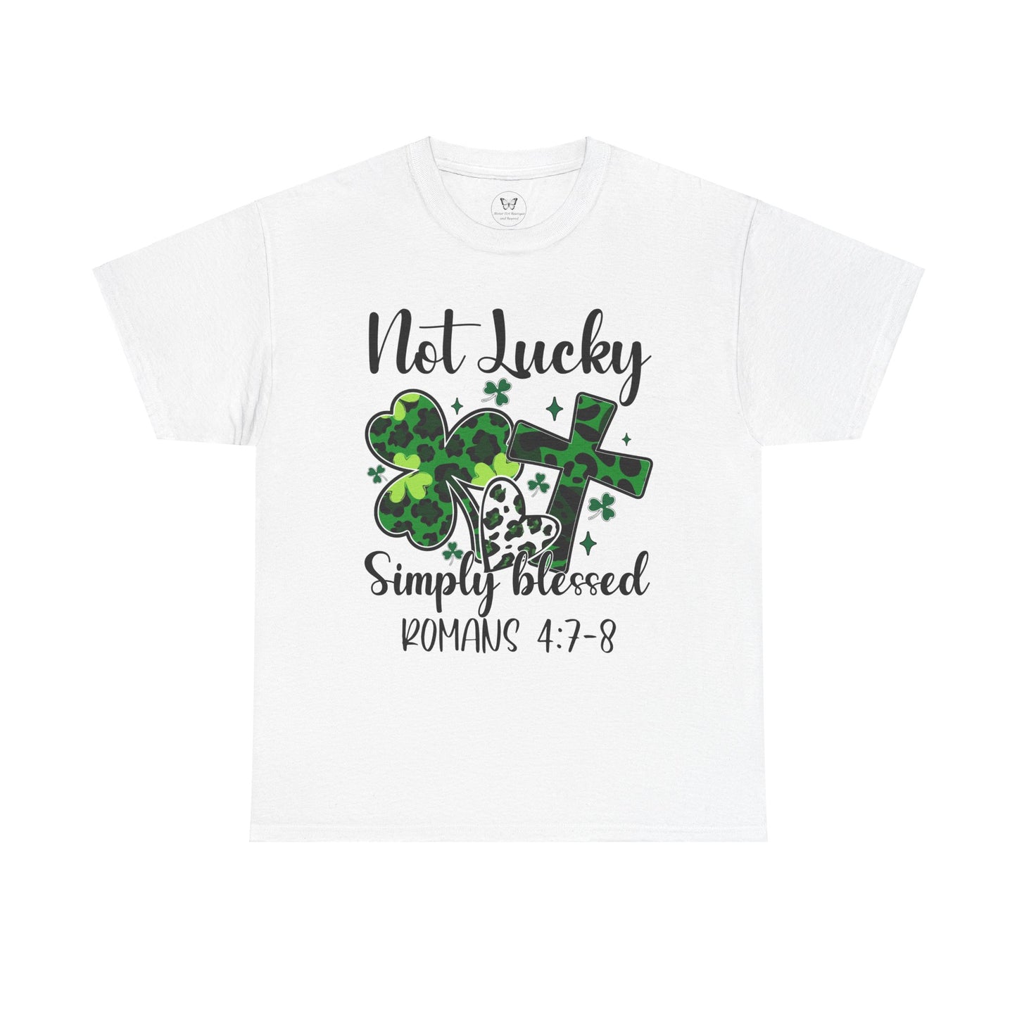 Unisex Tee - "Not Lucky Just Blessed" Romans 4:7-8 - Motor Girl Boutique