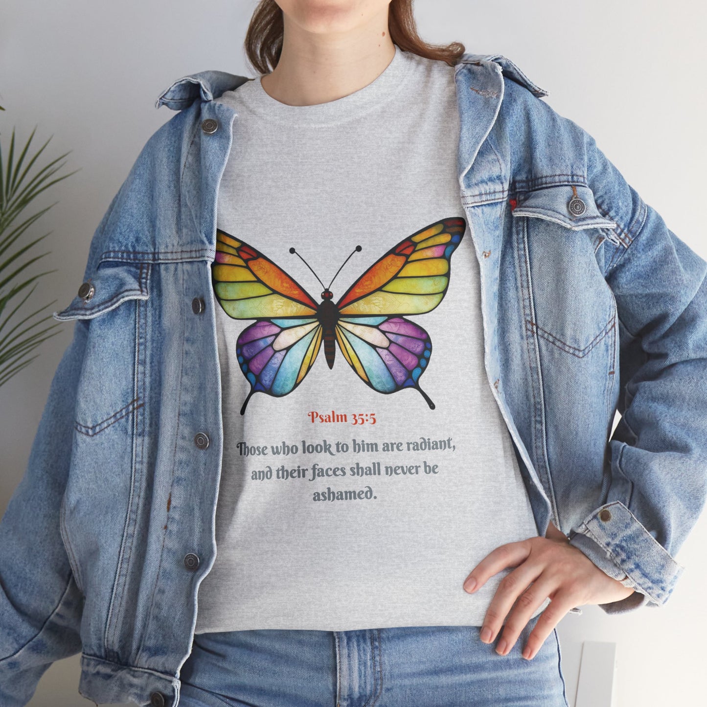 Psalm 35:5 Stained-Glass Butterfly Christian Tee