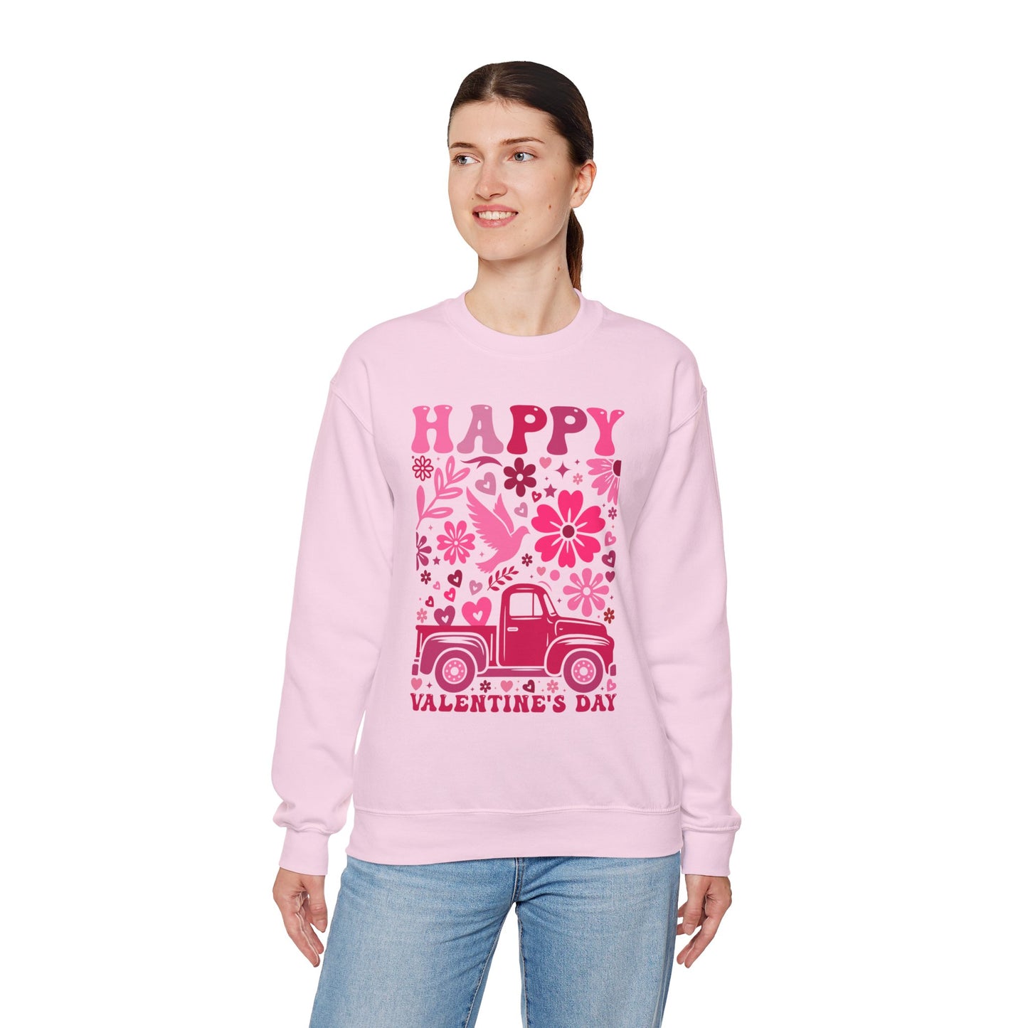 Boho Happy Valentine's Day Pickup Truck Unisex Sweatshirt