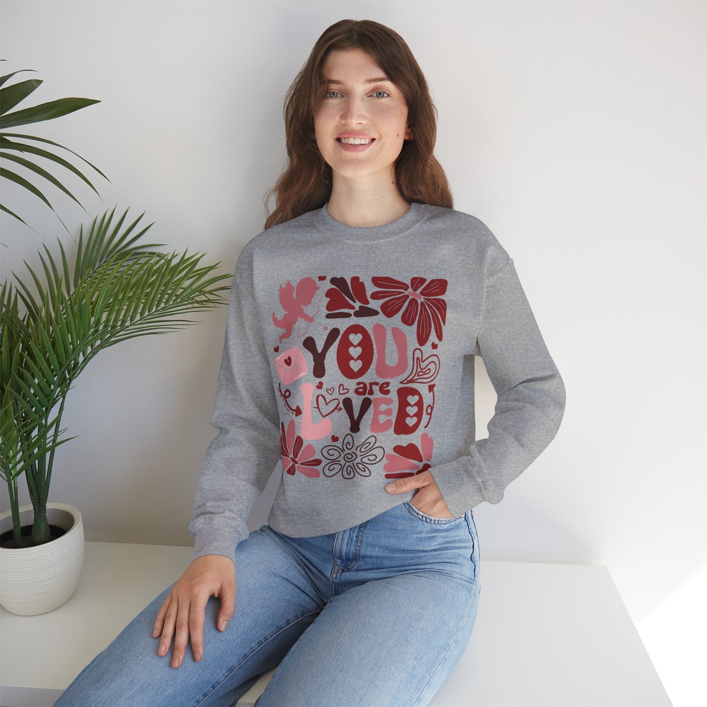 Boho You Are Loved Valentine Sweatshirt