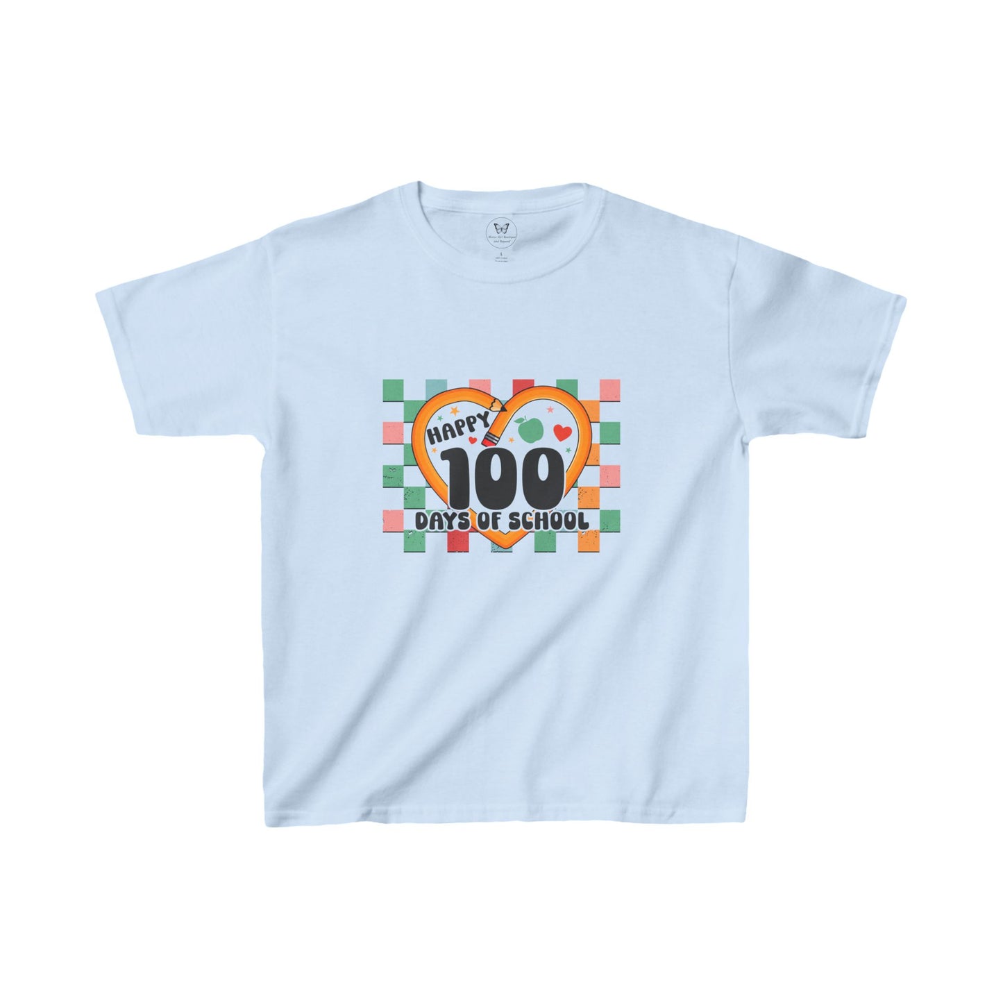 Kid's Tee - 100 Days of School Pencil Heart Checkerboard