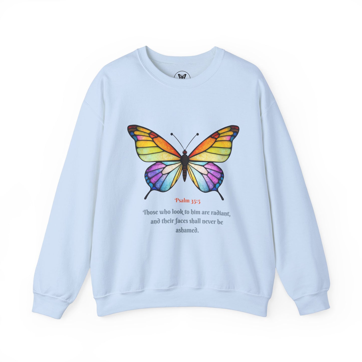 Psalm 35:5 Stained-Glass Butterfly Christian Sweatshirt