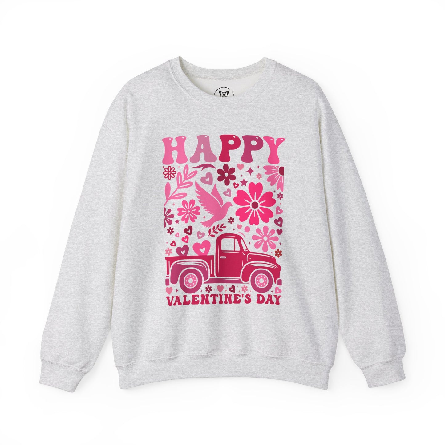 Boho Happy Valentine's Day Pickup Truck Unisex Sweatshirt