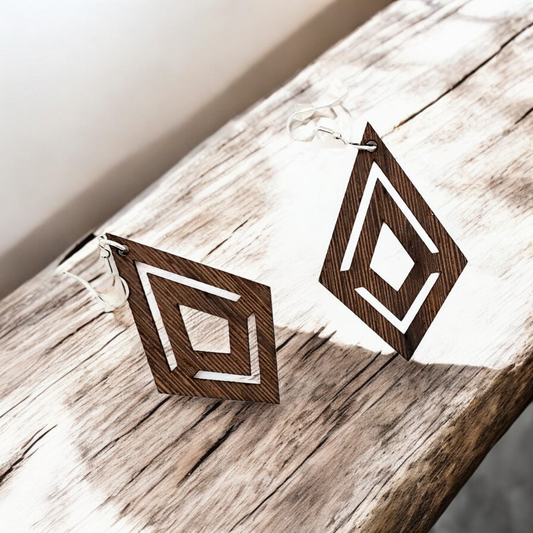 Exotic Black Limba Diamond Earrings